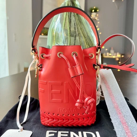 Red fendi bucket bag hotsell